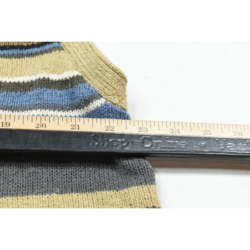 Vintage GAP Sweater Vest Mens Large Beige Blue Striped Silk Cotton Button-Up - Picture 7 of 9